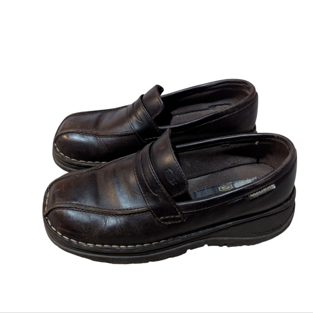 Vintage Y2K Skecher's Chunky Platform Loafers Shoe Brown Leather 90s Size 6.5 - Picture 10 of 10